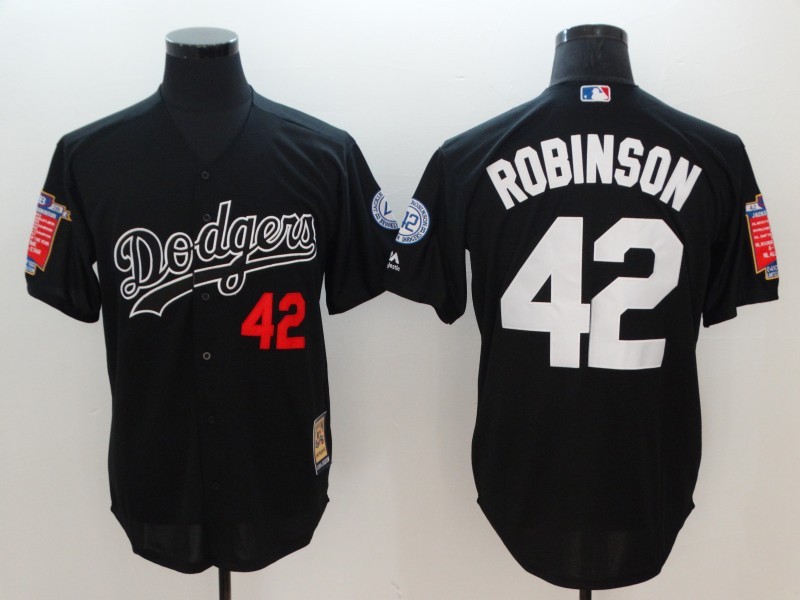 Men's Los Angeles Dodgers #42 Jackie Robinson Black Cool Base Stitched Jersey